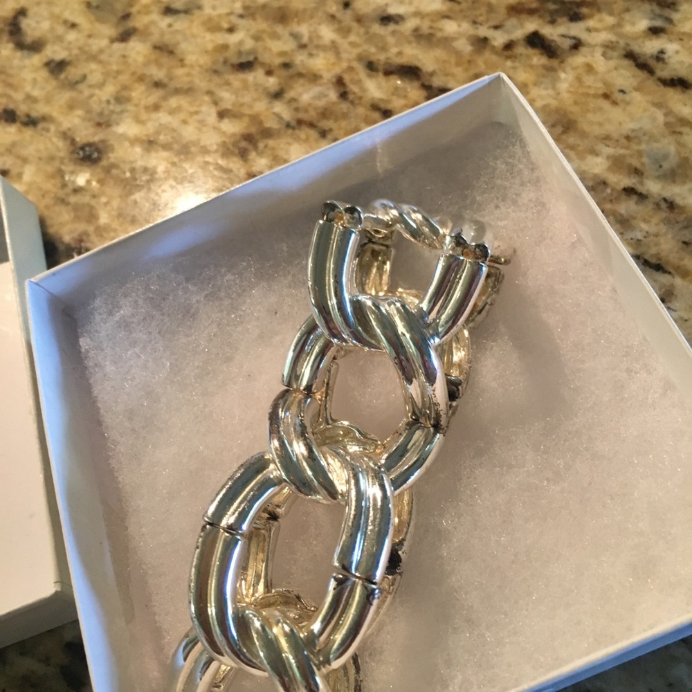 Silver stretchy wide bracelet new